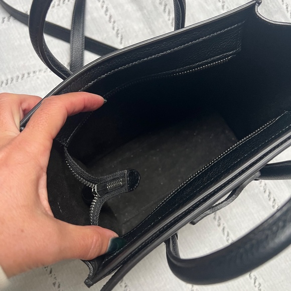 2020 CELINE "LUGGAGE" NANO GRAINY BLACK LEATHER W/ SILVER HARDWARE - $1400 - Picture 4 of 10